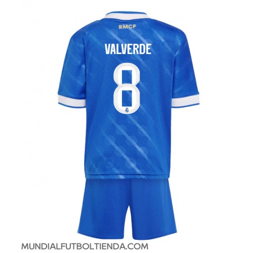 Camiseta Real Madrid Federico Valverde #8 Tercera Equipación Replica 2025-26 para niños mangas cortas (+ Pantalones cortos)